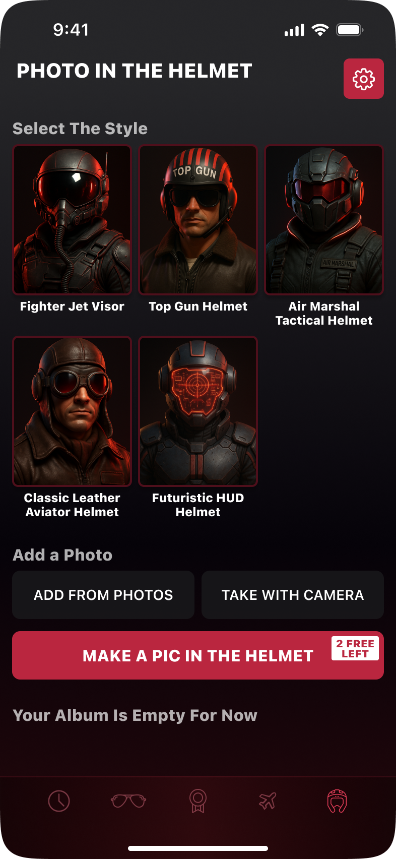 Aviator Style app — style picker